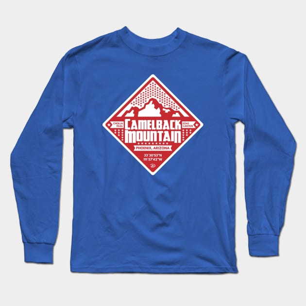 Camelback Mountain (Red) - Americana Long Sleeve T-Shirt by dhartist